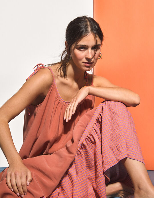 Comprar Online Vestido Modal, Mulher, Laranja Escuro