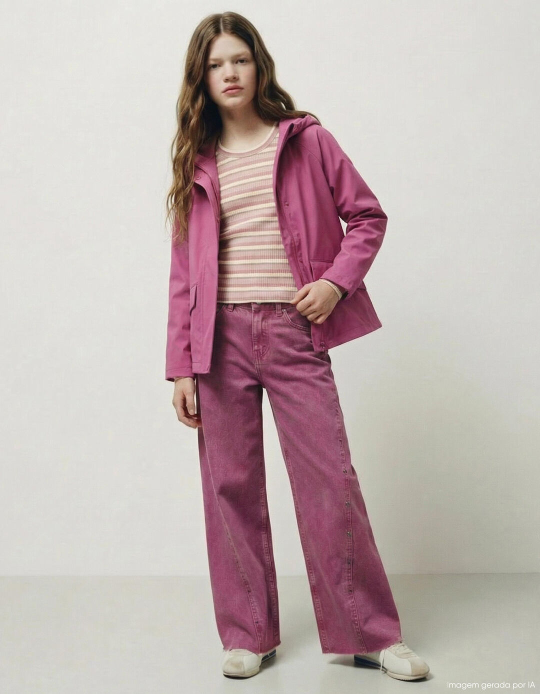 Parka, Menina, Rosa Escuro