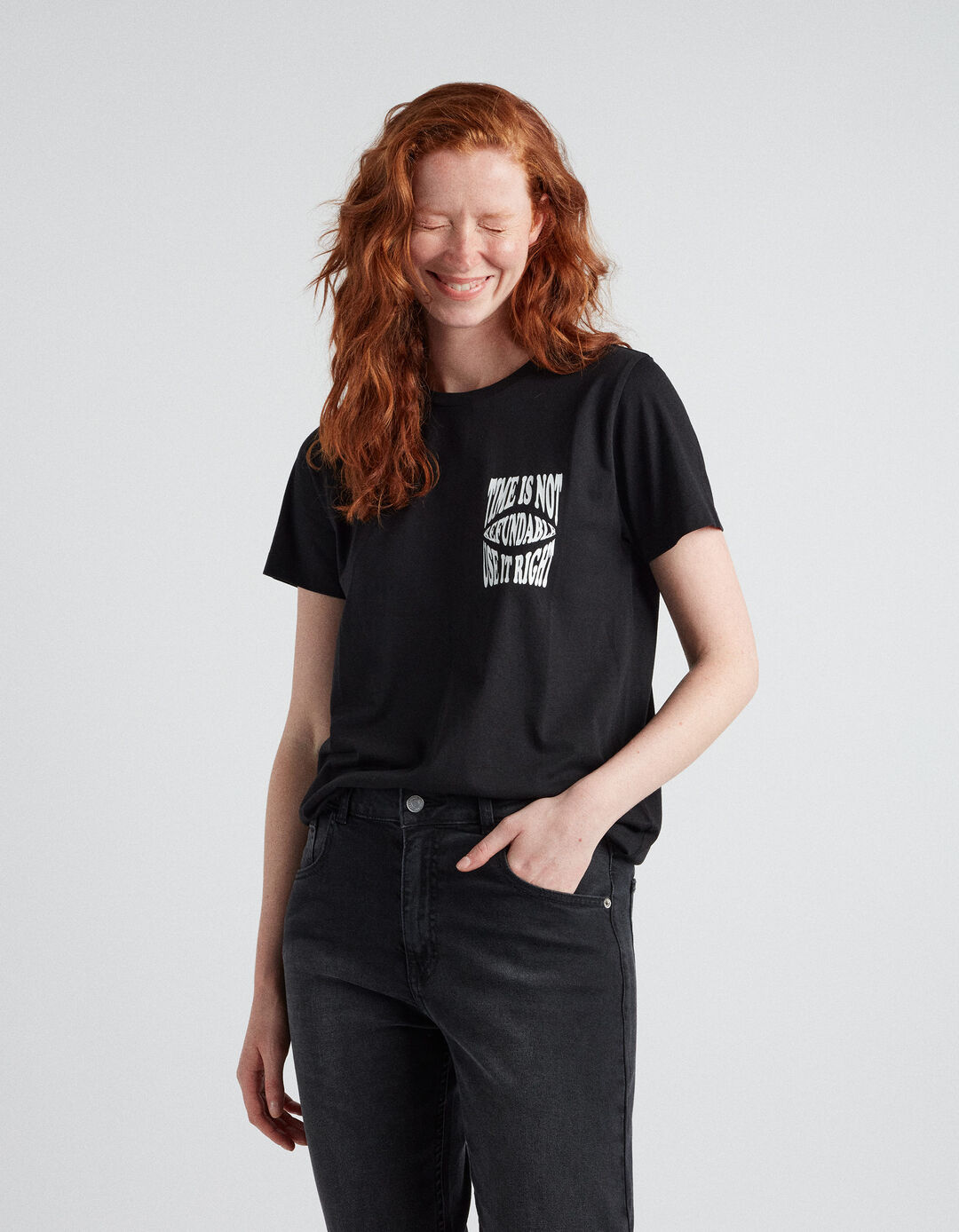 Print T-shirt, Women, Black