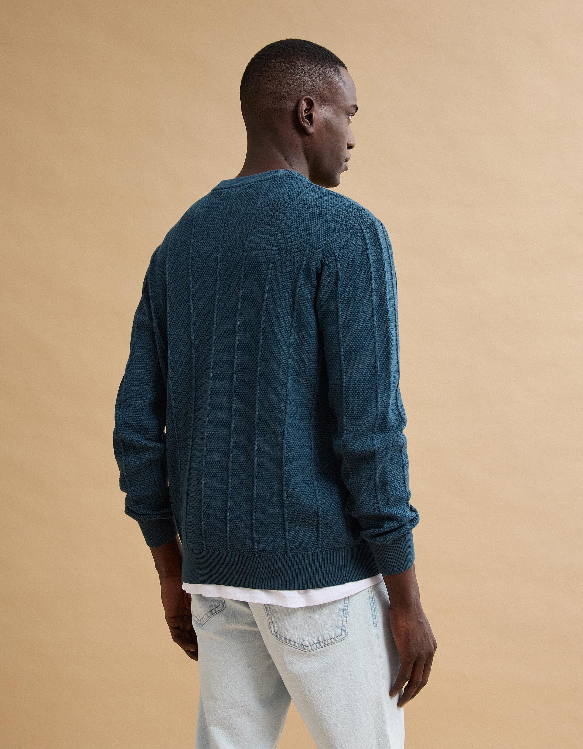 Comprar Online Camisola de Malha Jacquard, Homem, Azul Escuro