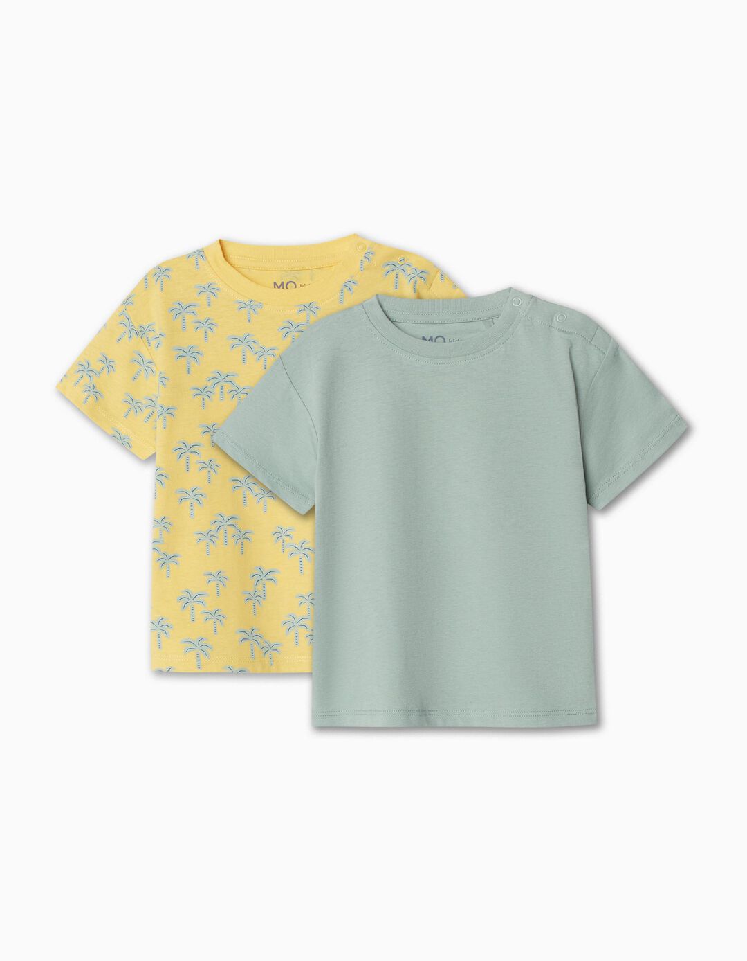 Pack 2 T-shirts, Bebé Menino, Verde Claro/Amarelo