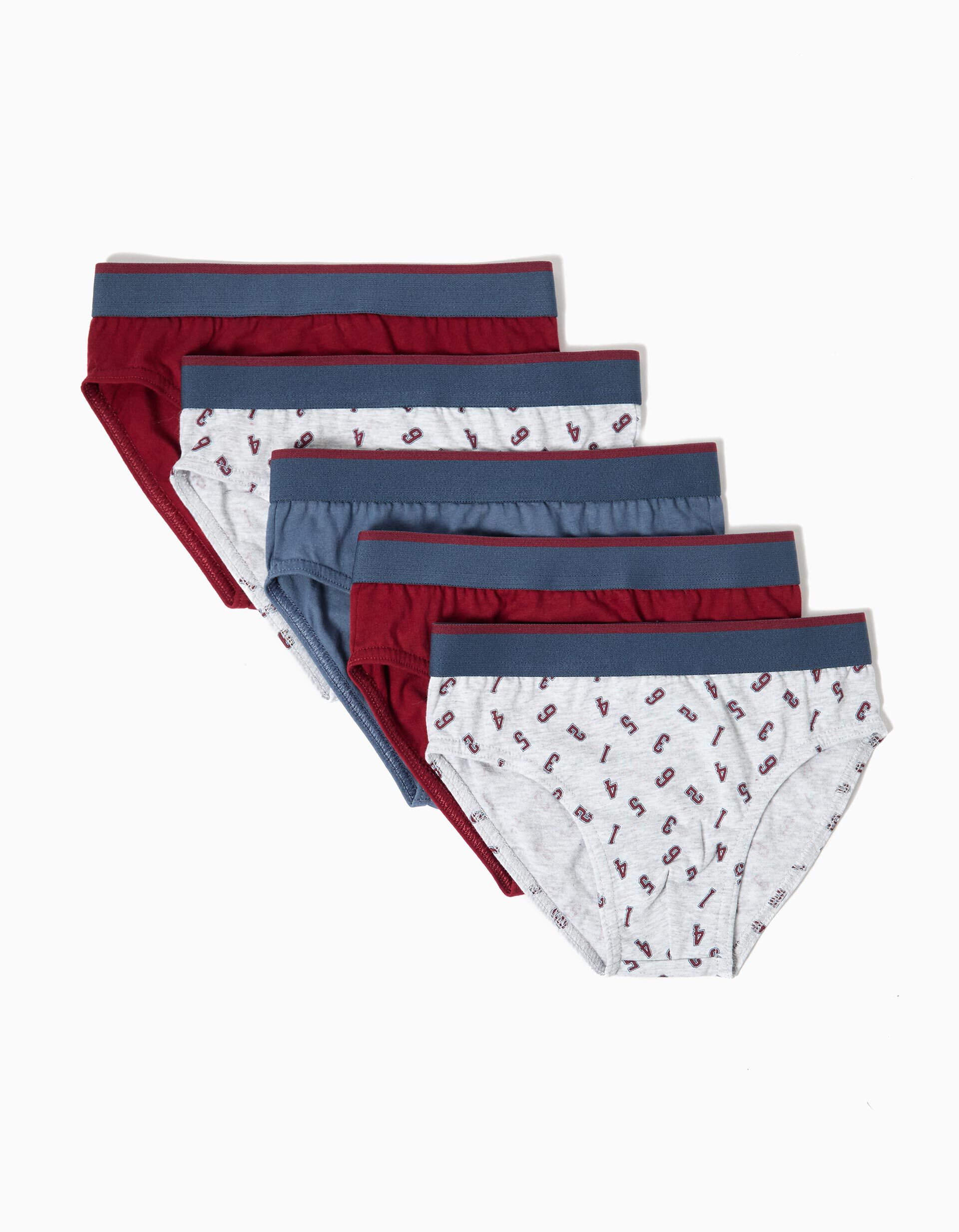 Comprar Online Pack 5 Cuecas, Menino, Vermelho Escuro 