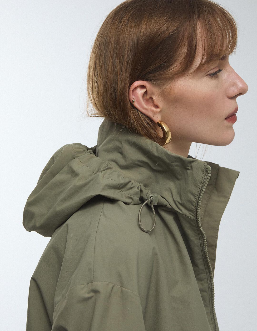 Parka Curta, Mulher, Verde Escuro