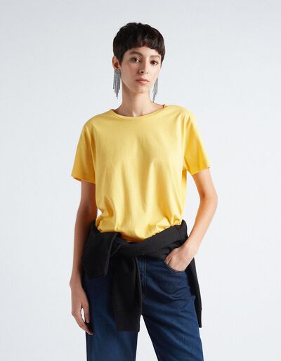 Round Neck T-shirt, Women, Dark Yellow