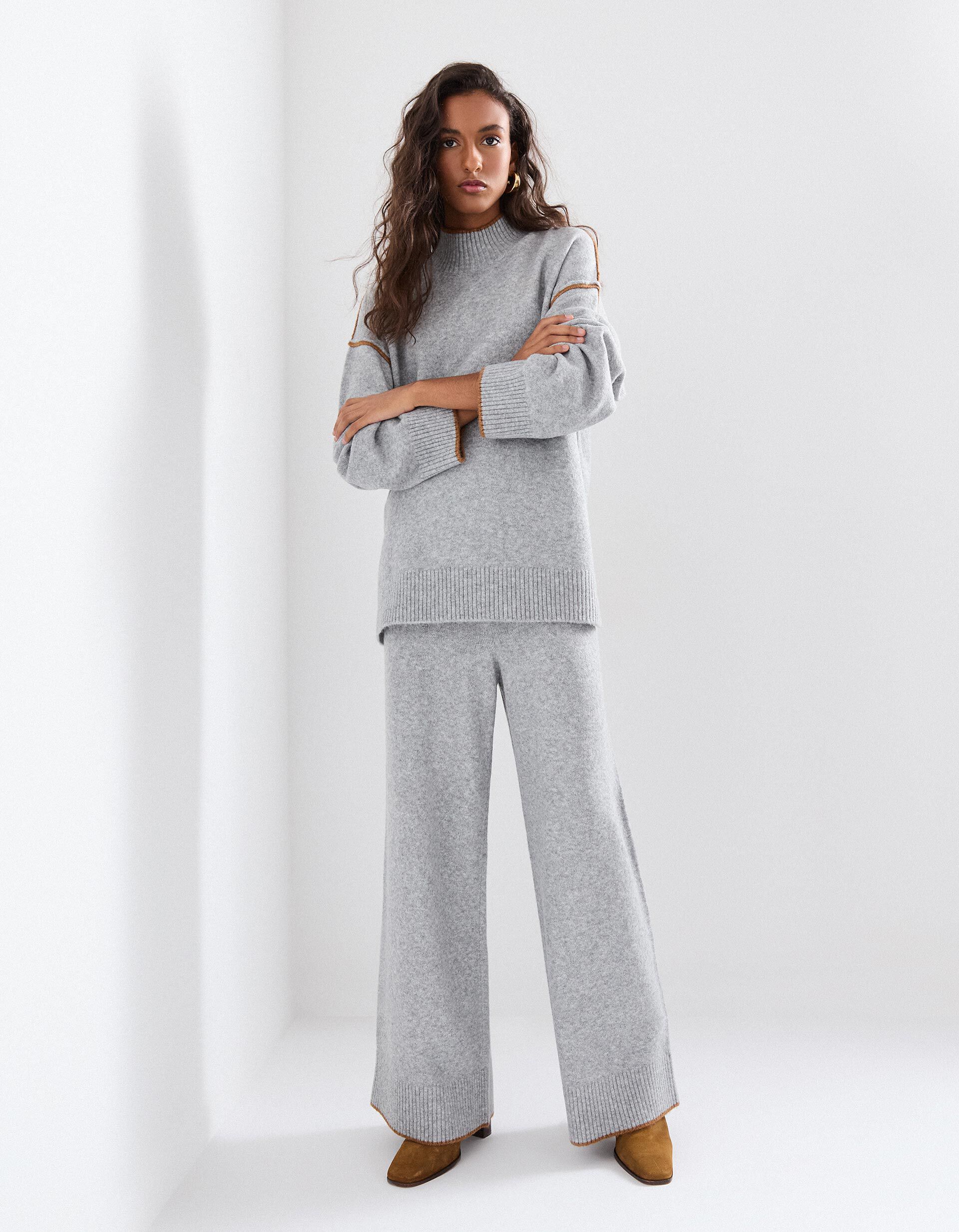 Comprar Online Cal&ccedil;as de Malha com L&atilde;, Mulher, Cinzento Claro