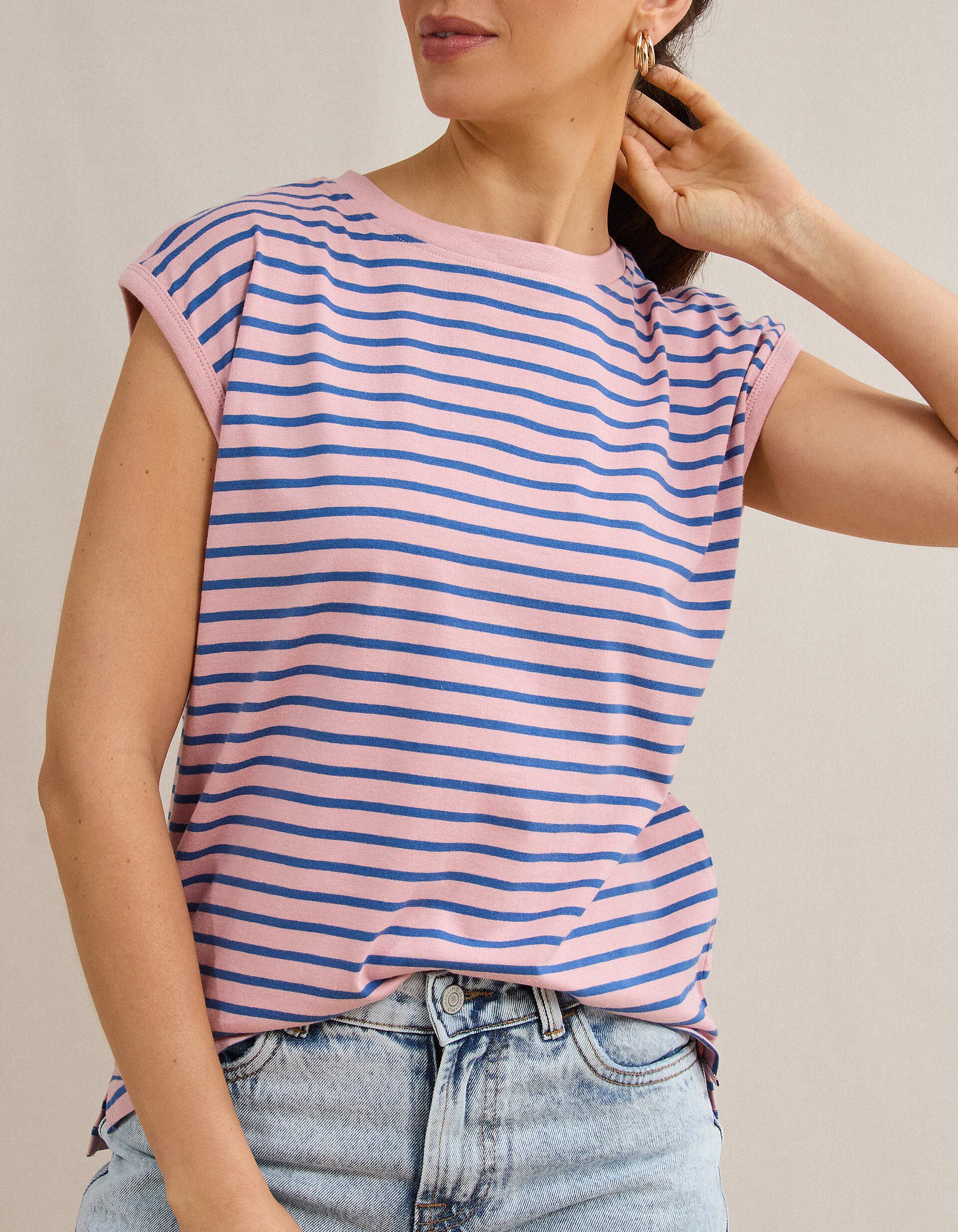 Comprar Online T-shirt &Agrave;s Riscas, Mulher, Rosa