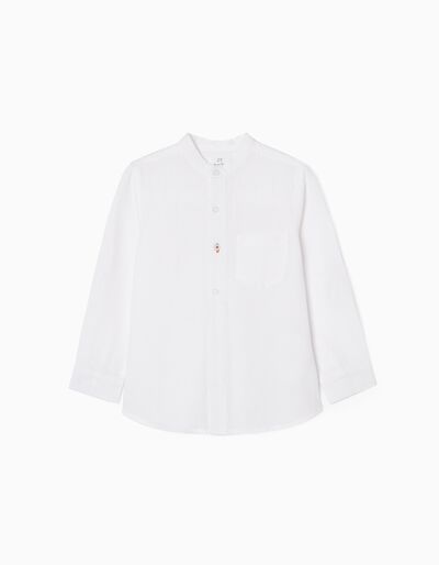 Shirt with Mao Collar for Boys, White