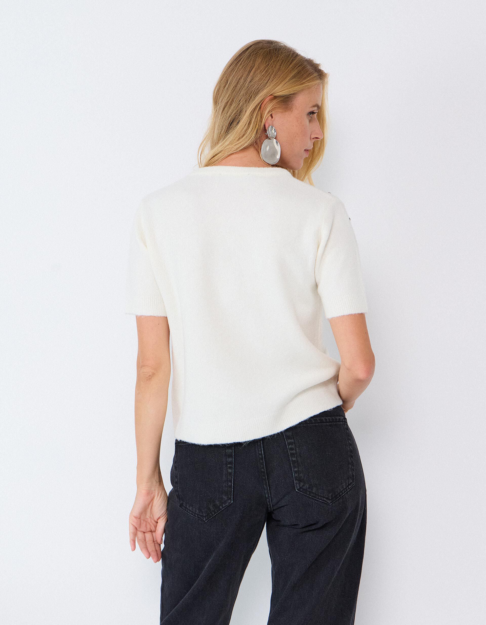 Comprar Online Camisola Tricotada Com Pedras, Mulher, Cru