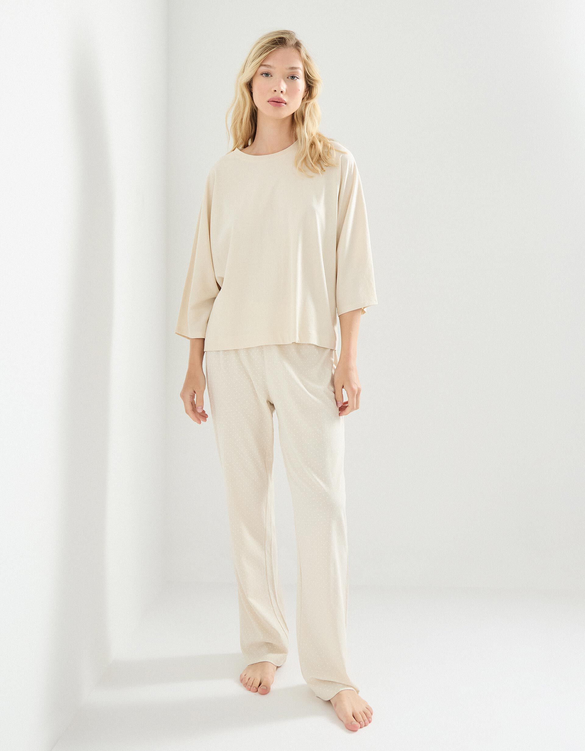 Comprar Online Pijama com Bolinhas, Mulher, Bege Claro