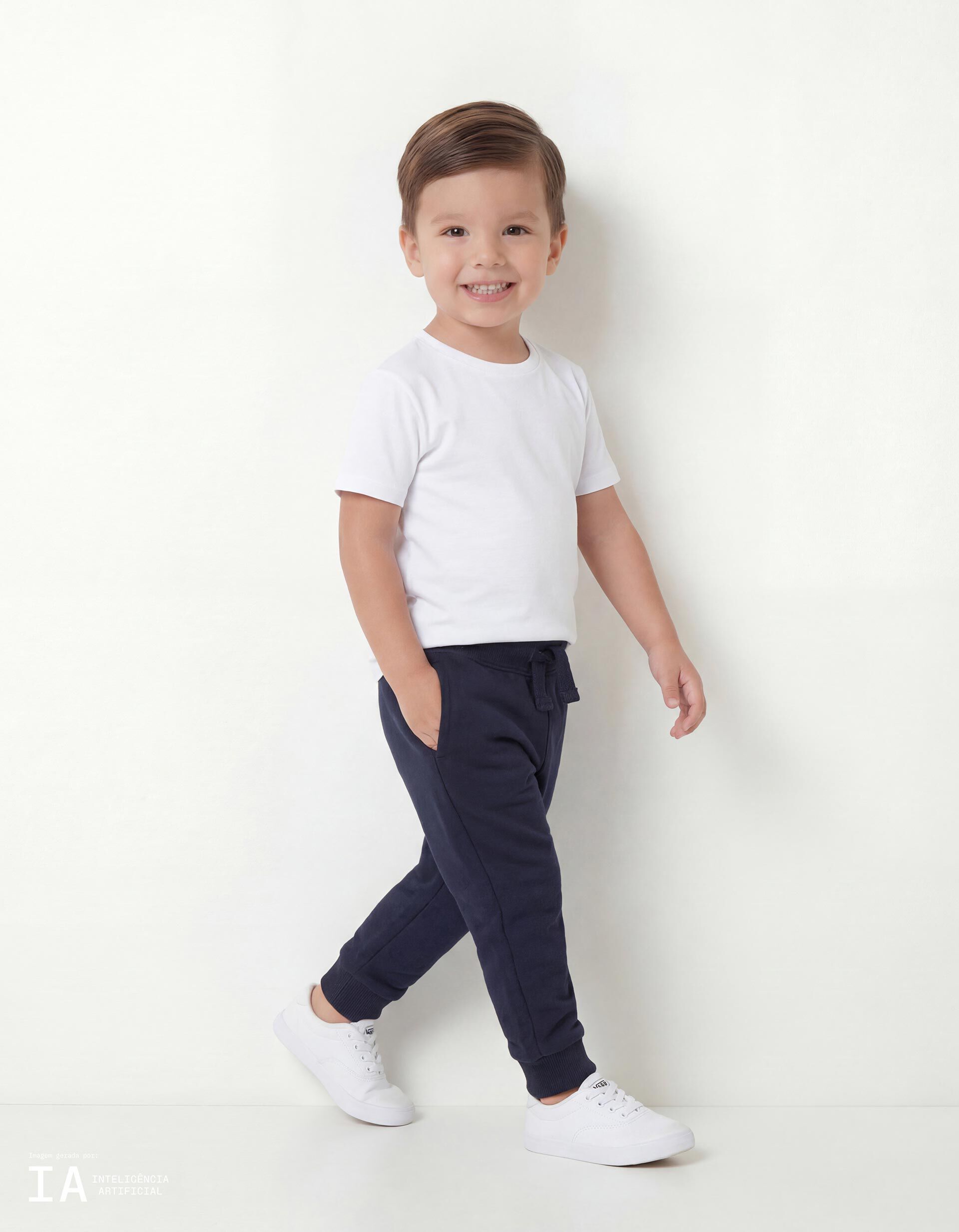 Cal&ccedil;as de Felpa, Menino, Azul Escuro