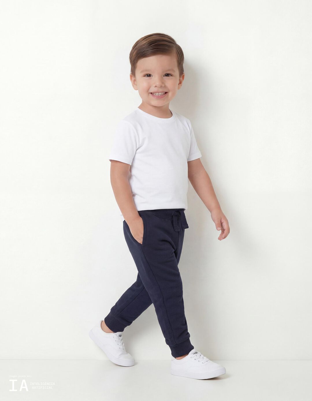 Cal&ccedil;as de Felpa, Menino, Azul Escuro