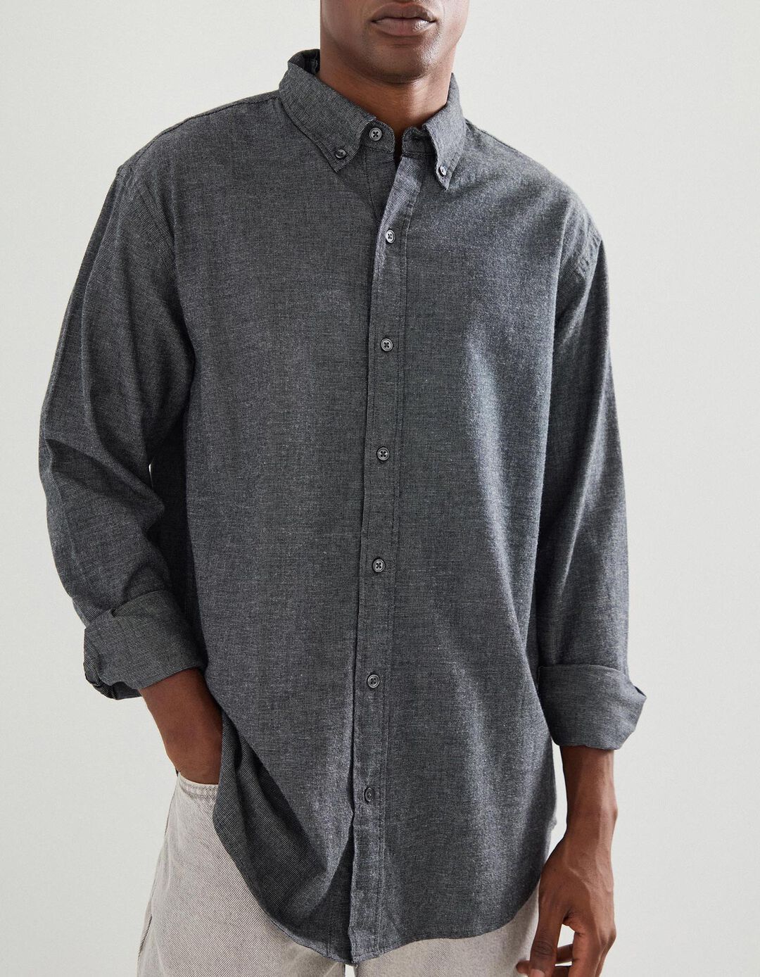 Camisa Flanela, Homem, Cinzento Escuro