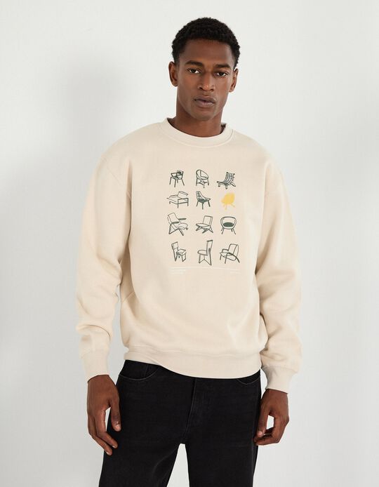 Comprar Online Sweatshirt de Felpa, Homem, Bege Claro