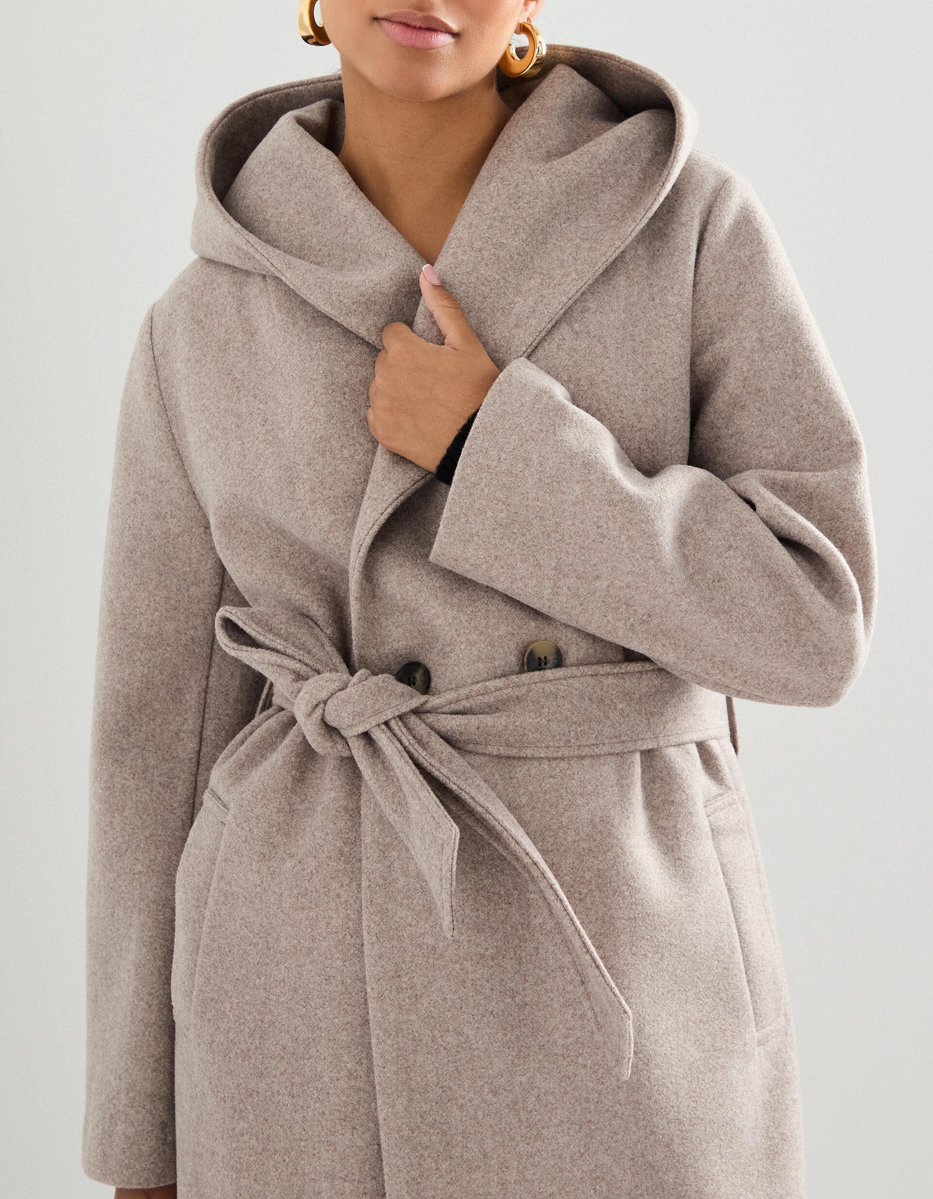 Comprar Online Casaco Comprido com Capuz, Mulher, Bege 