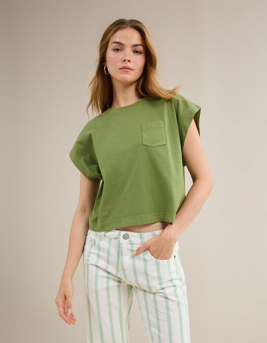 Comprar Online T-shirt Com Bolso, Mulher, Verde