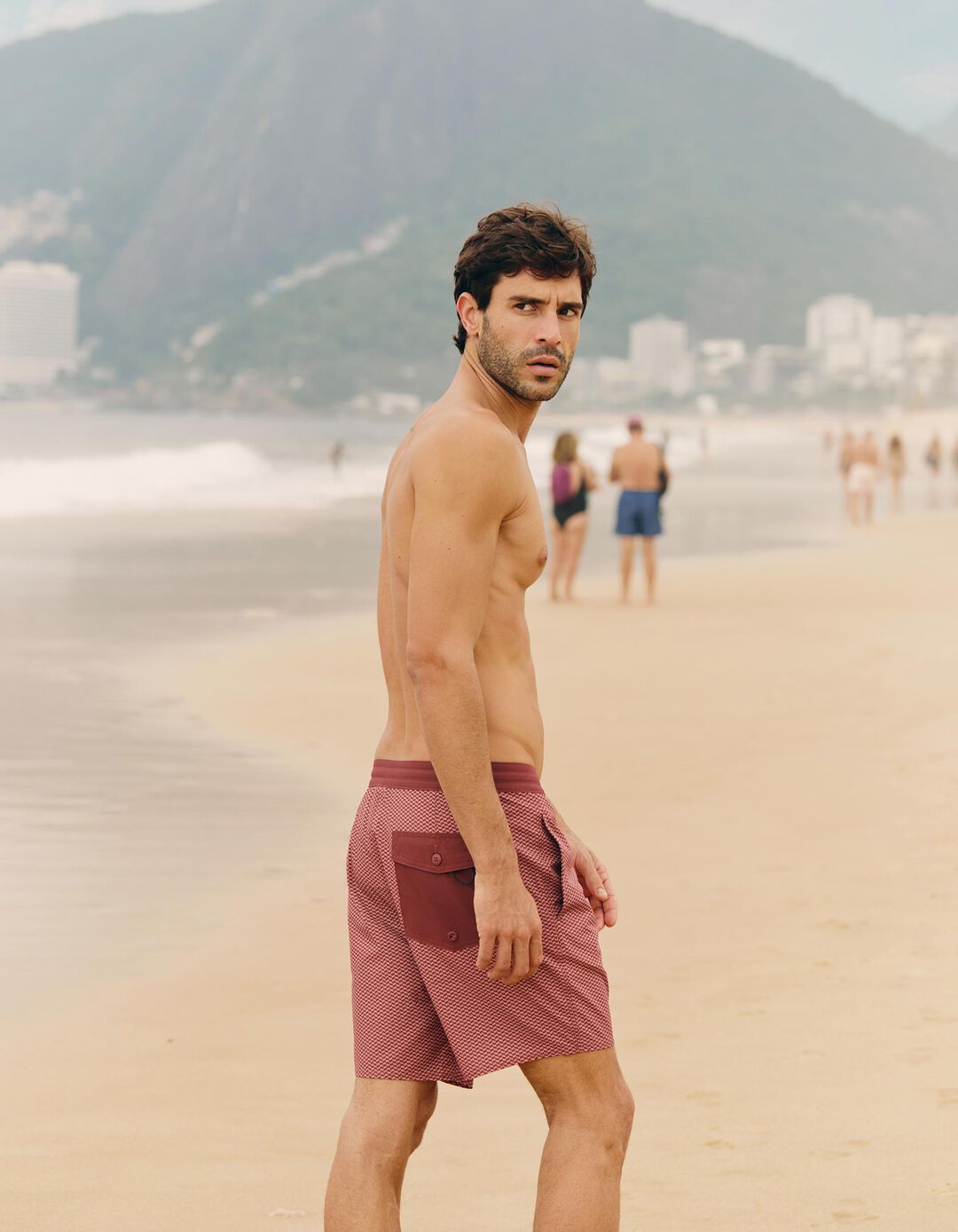 Cal&ccedil;&otilde;es de Banho, Homem, Vermelho Escuro
