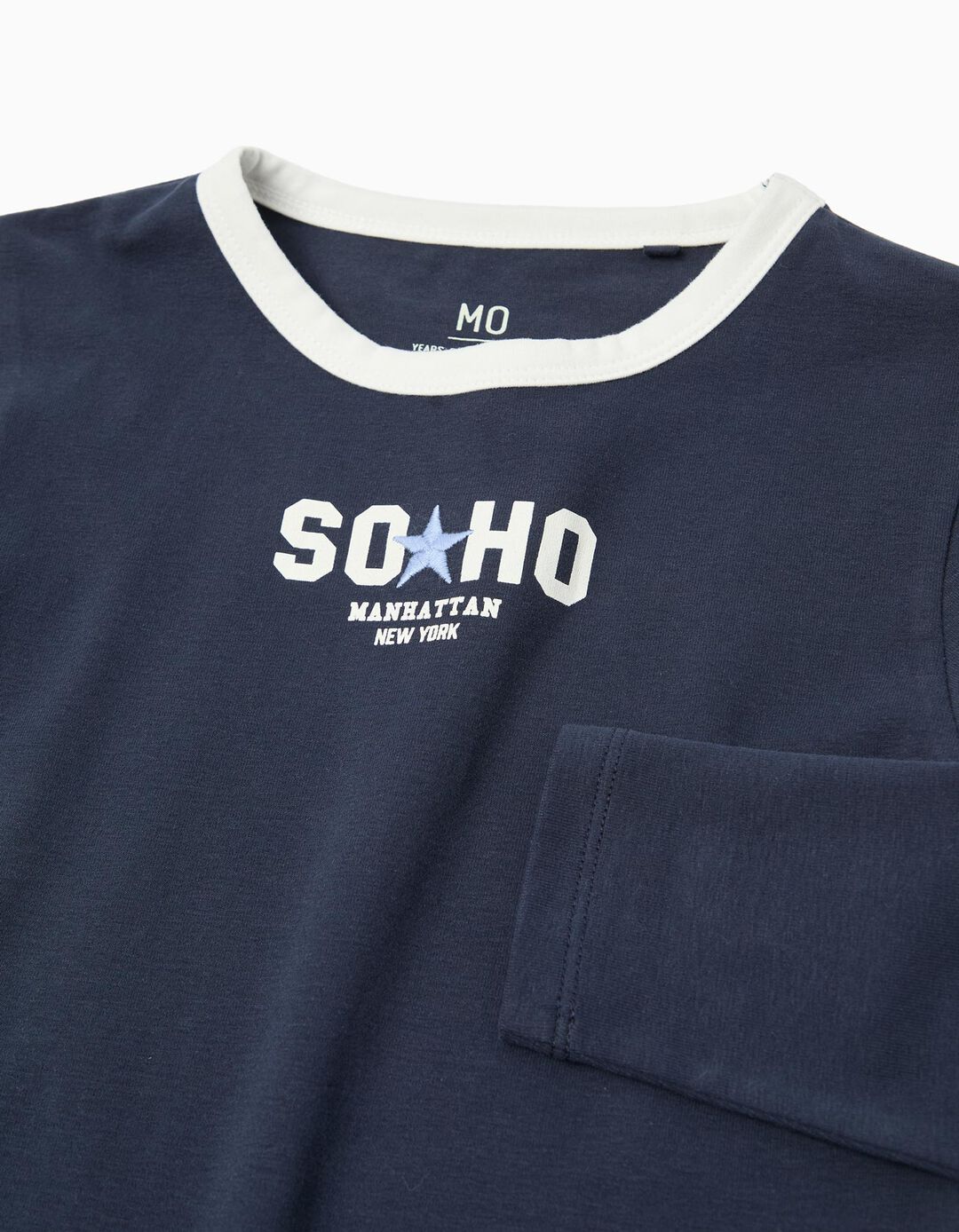 T-shirt de Manga Comprida, Menina, Azul Escuro