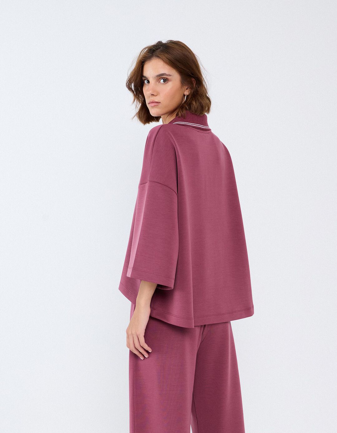 Polo Interlock, Mulher, Rosa Escuro