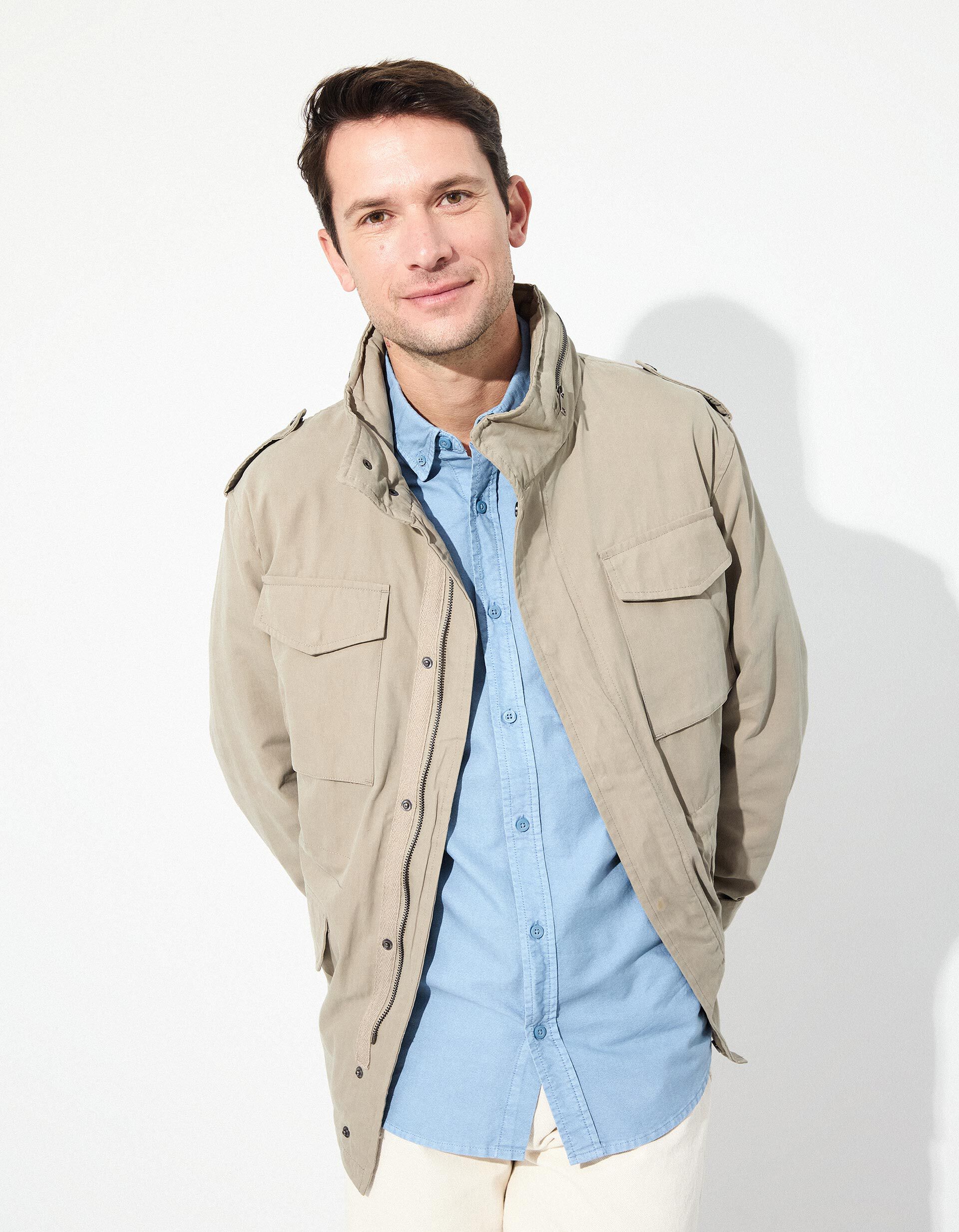 Comprar Online Parka Estilo Militar, Homem, Bege Escuro