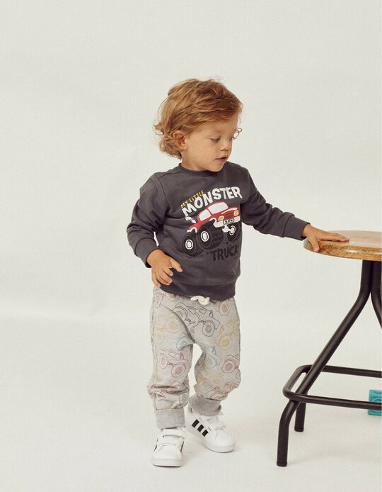 Sweatshirt para Bebé Menino 'Truck', Cinza Escuro