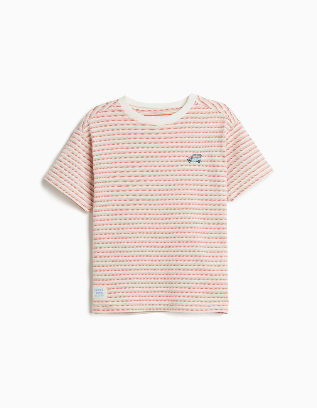T-shirt &agrave;s Riscas, Menino, Laranja Escuro
