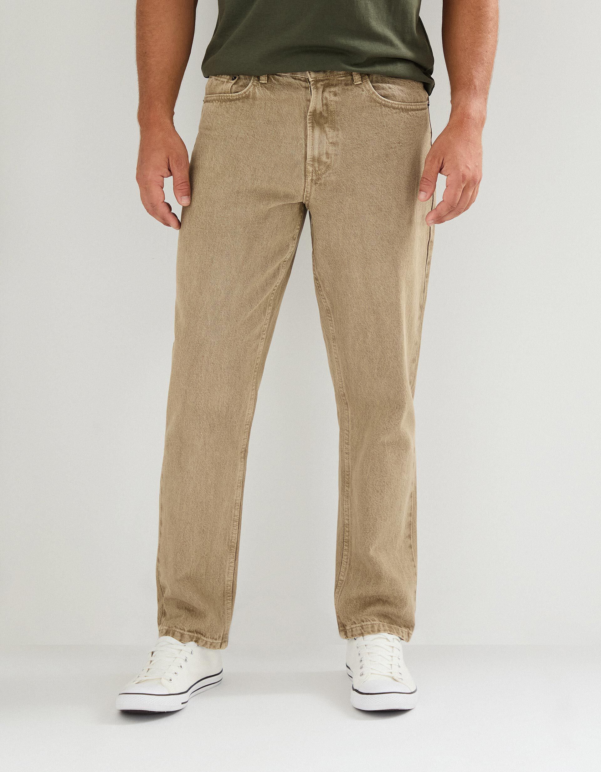 Comprar Online Cal&ccedil;as 'Relaxed Fit', Homem, Bege Escuro