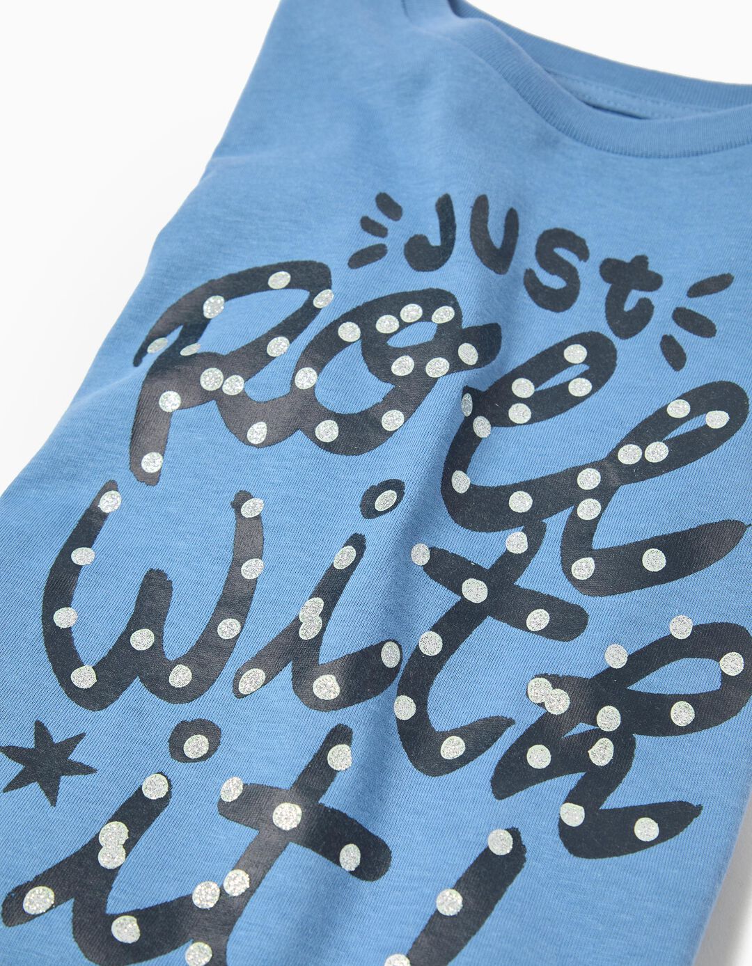 T-shirt de Manga Comprida, Menina, Azul