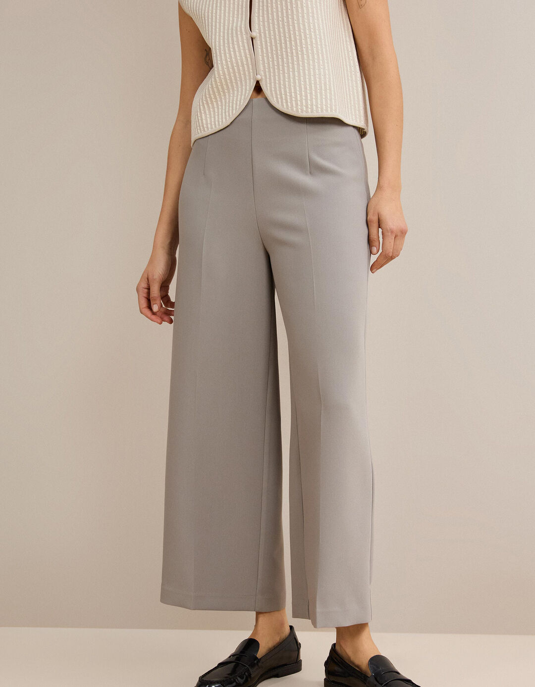 Cal&ccedil;as Culotte, Mulher, Cinzento Claro
