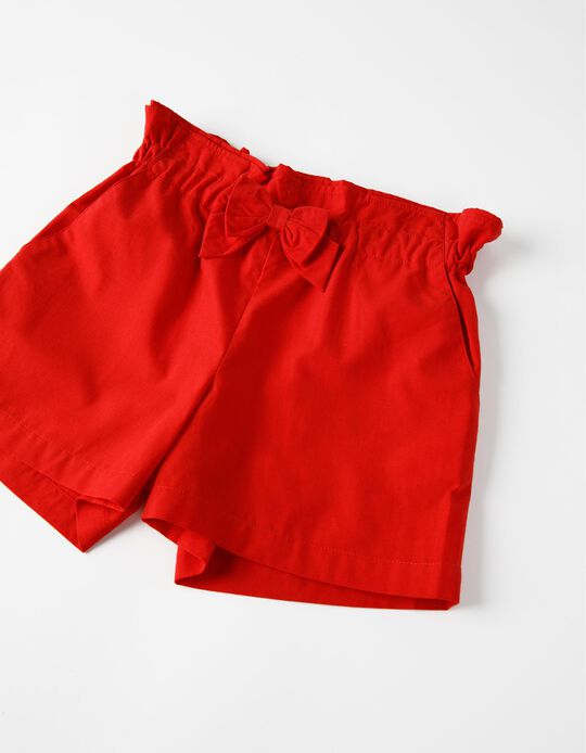 Paperbag Shorts for Girls, Red