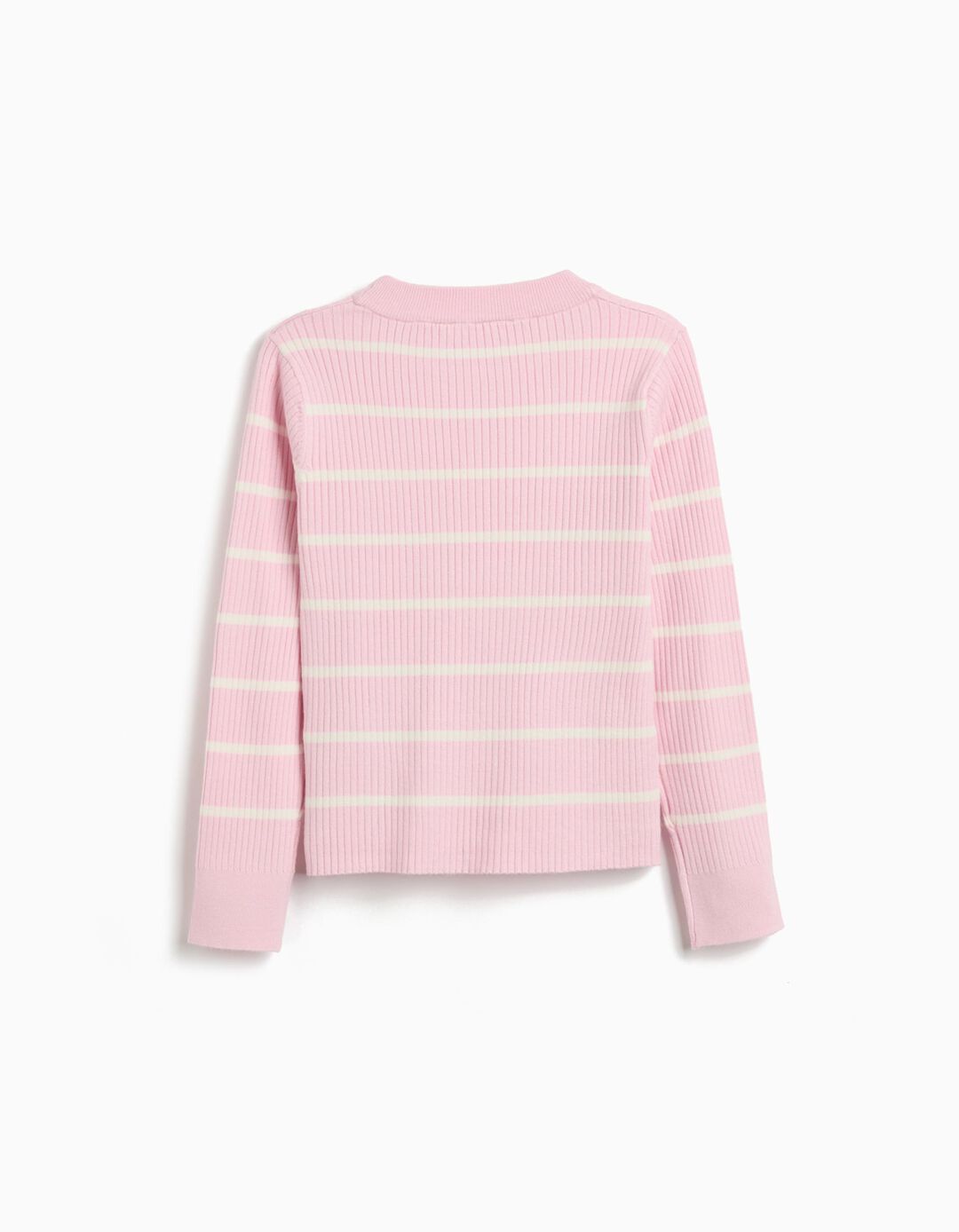 Camisola de Malha Riscas, Menina, Rosa Claro