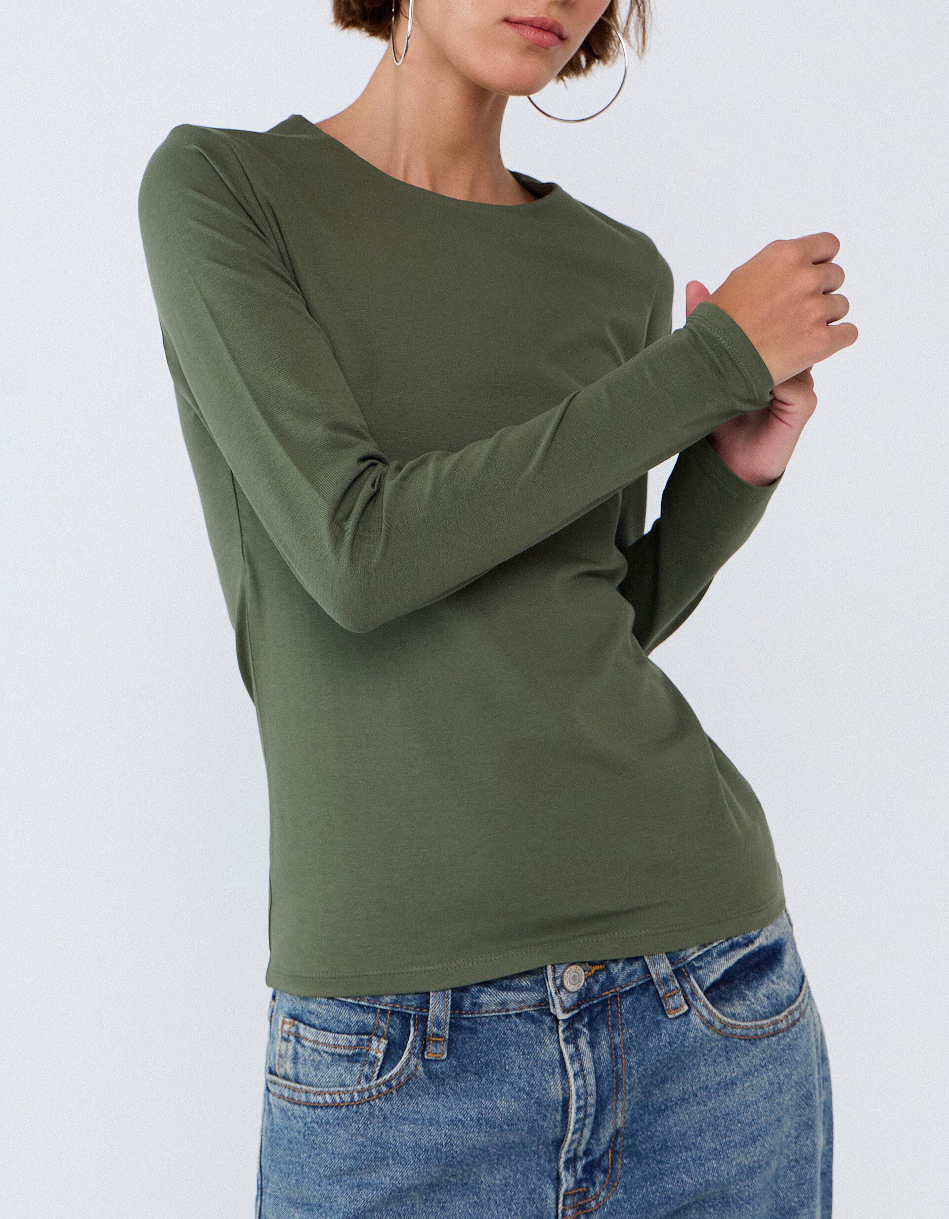 Comprar Online Camisola De Manga Comprida, Mulher, Verde Escuro
