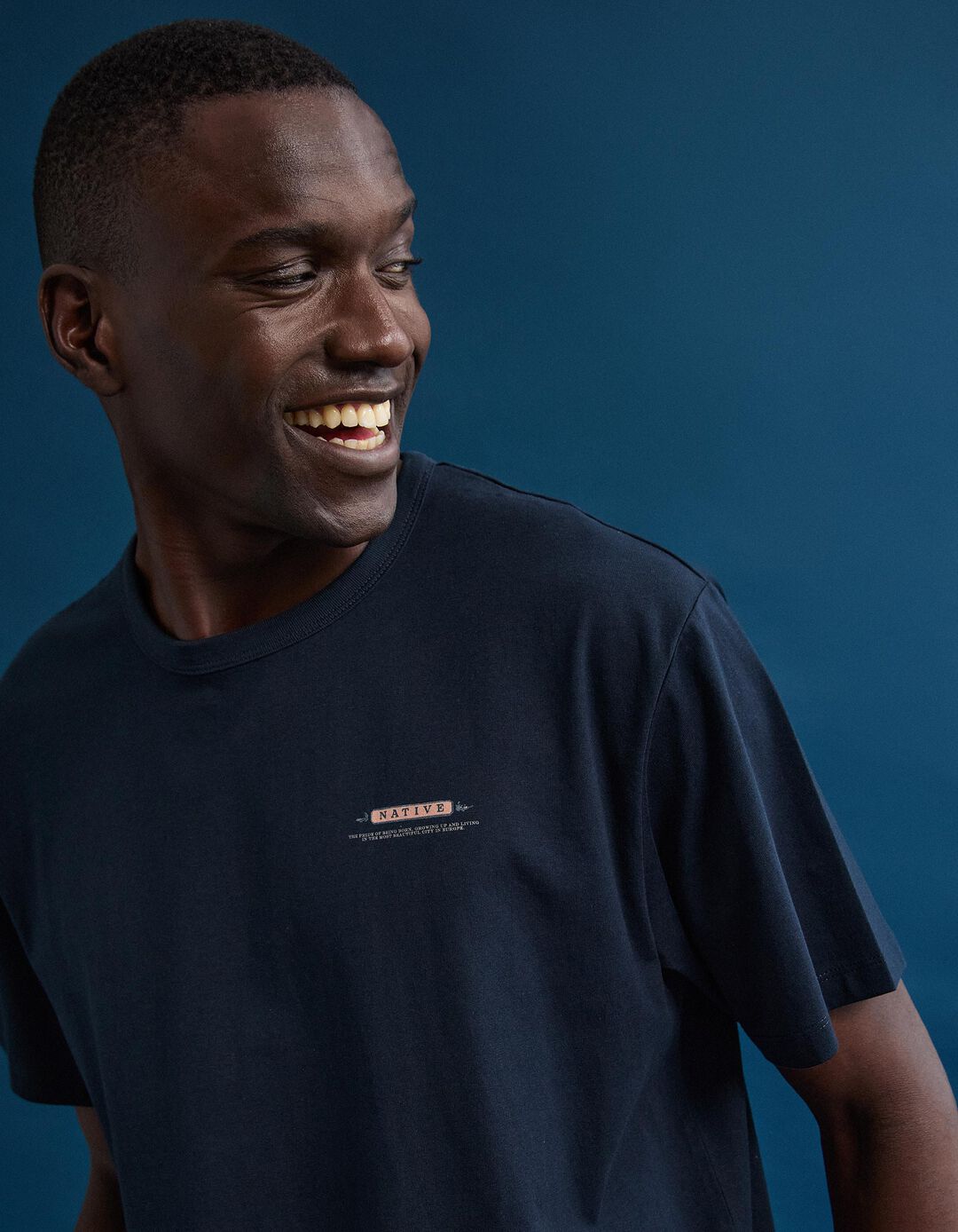 T-shirt Jersey Estampada, Homem, Azul Escuro