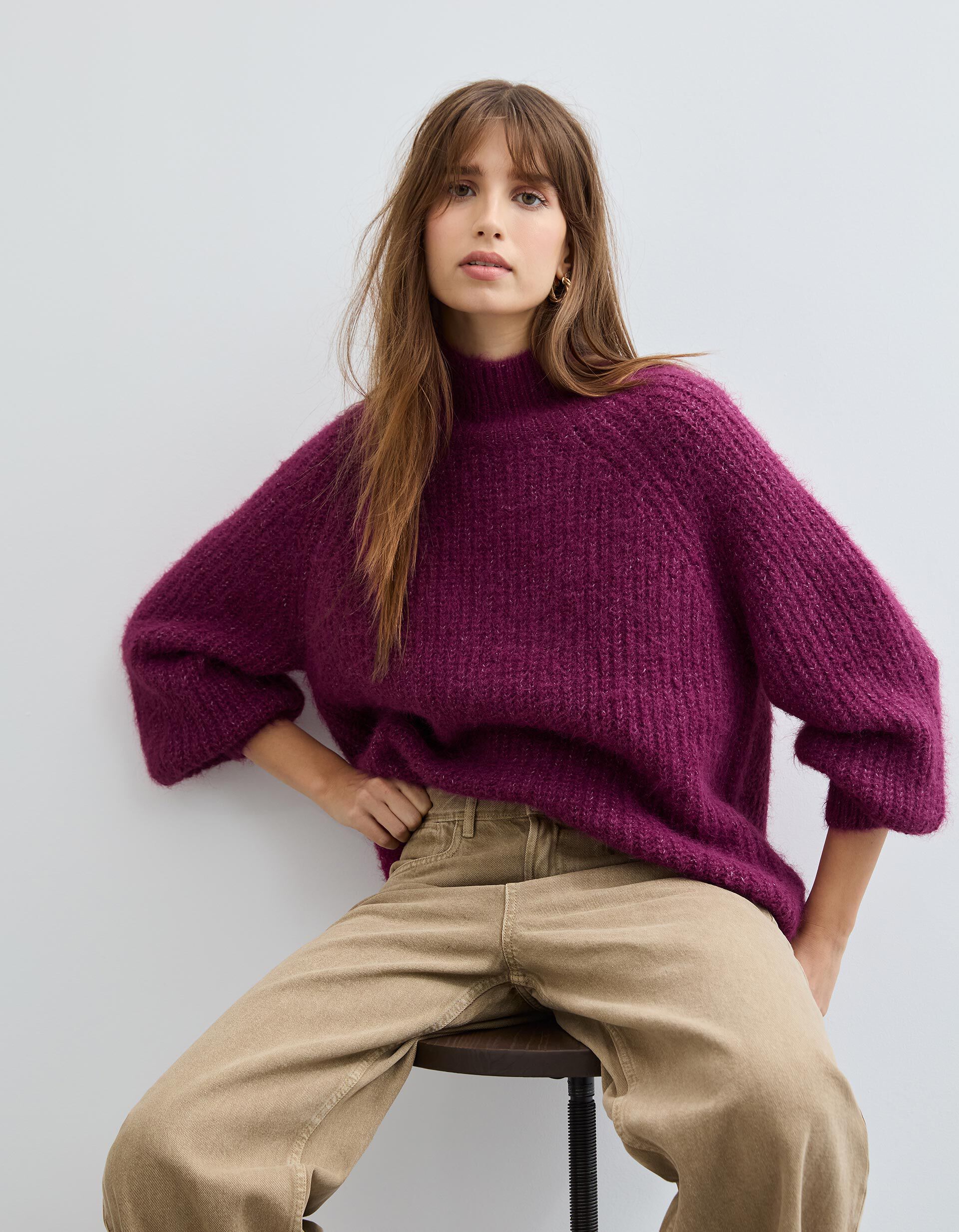 Comprar Online Camisola com L&atilde;, Mulher, Rosa Escuro