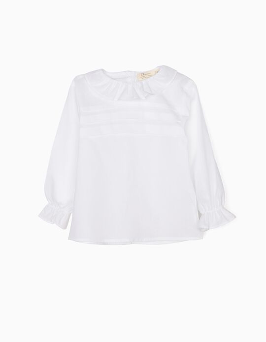 White Blouse with Pleats & Ruffles