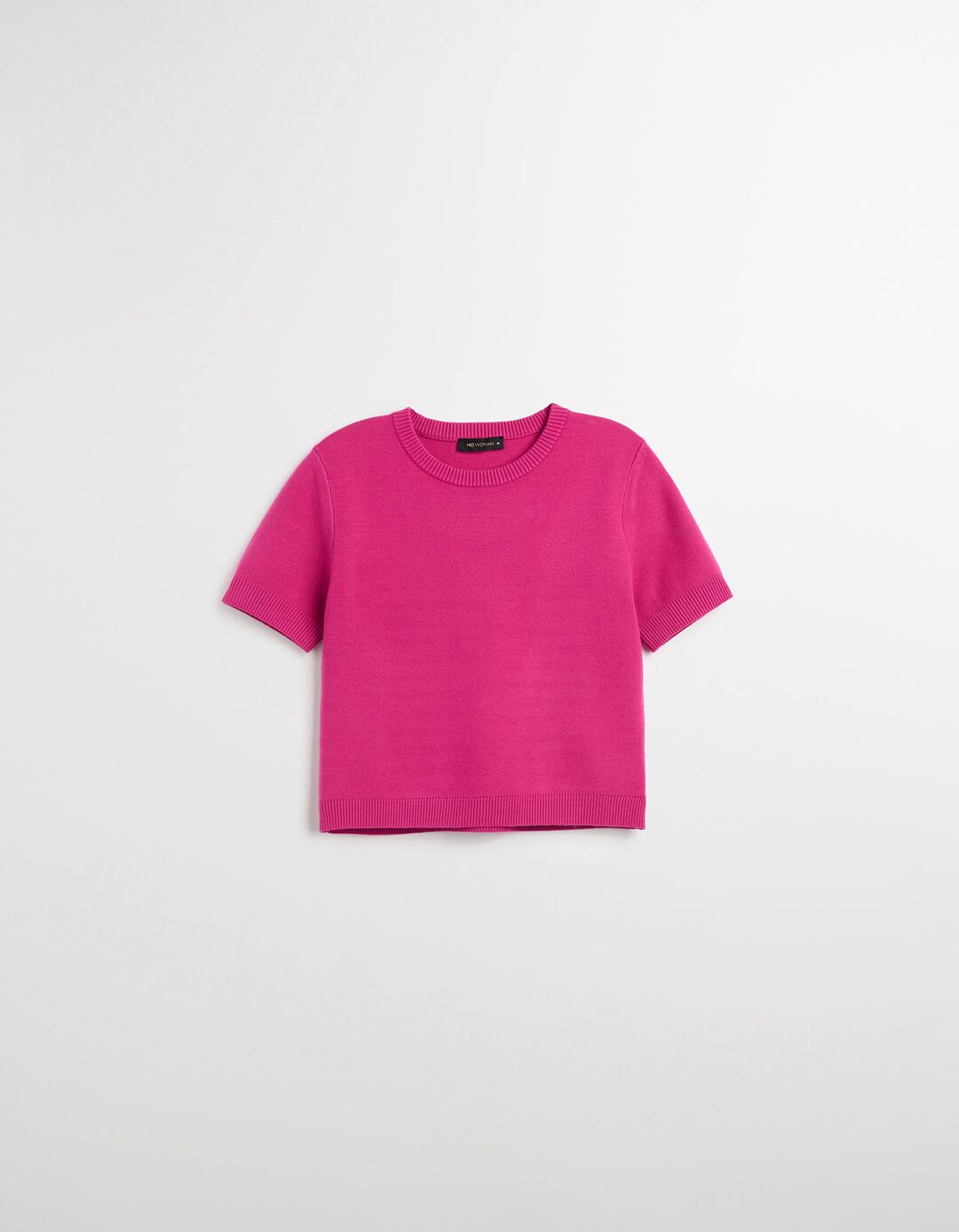 T-shirt de Malha, Mulher, Rosa Escuro
