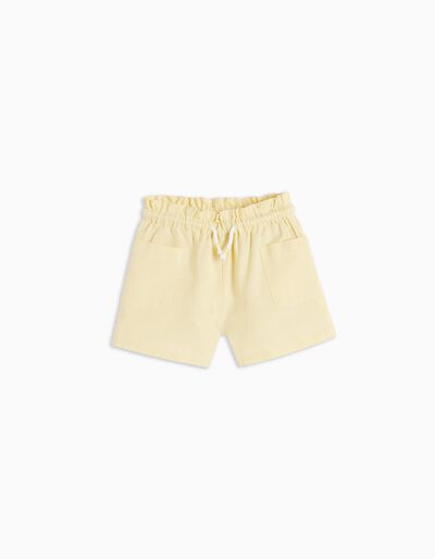 Linen Blend Shorts, Girls, Light Yellow