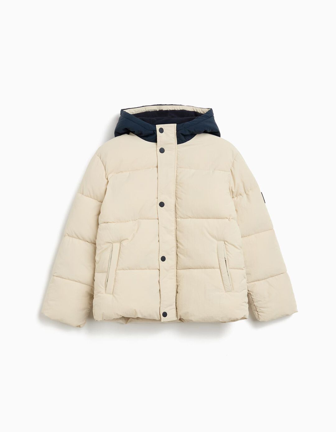 Casaco Acolchoado com Capuz, Menino, Bege