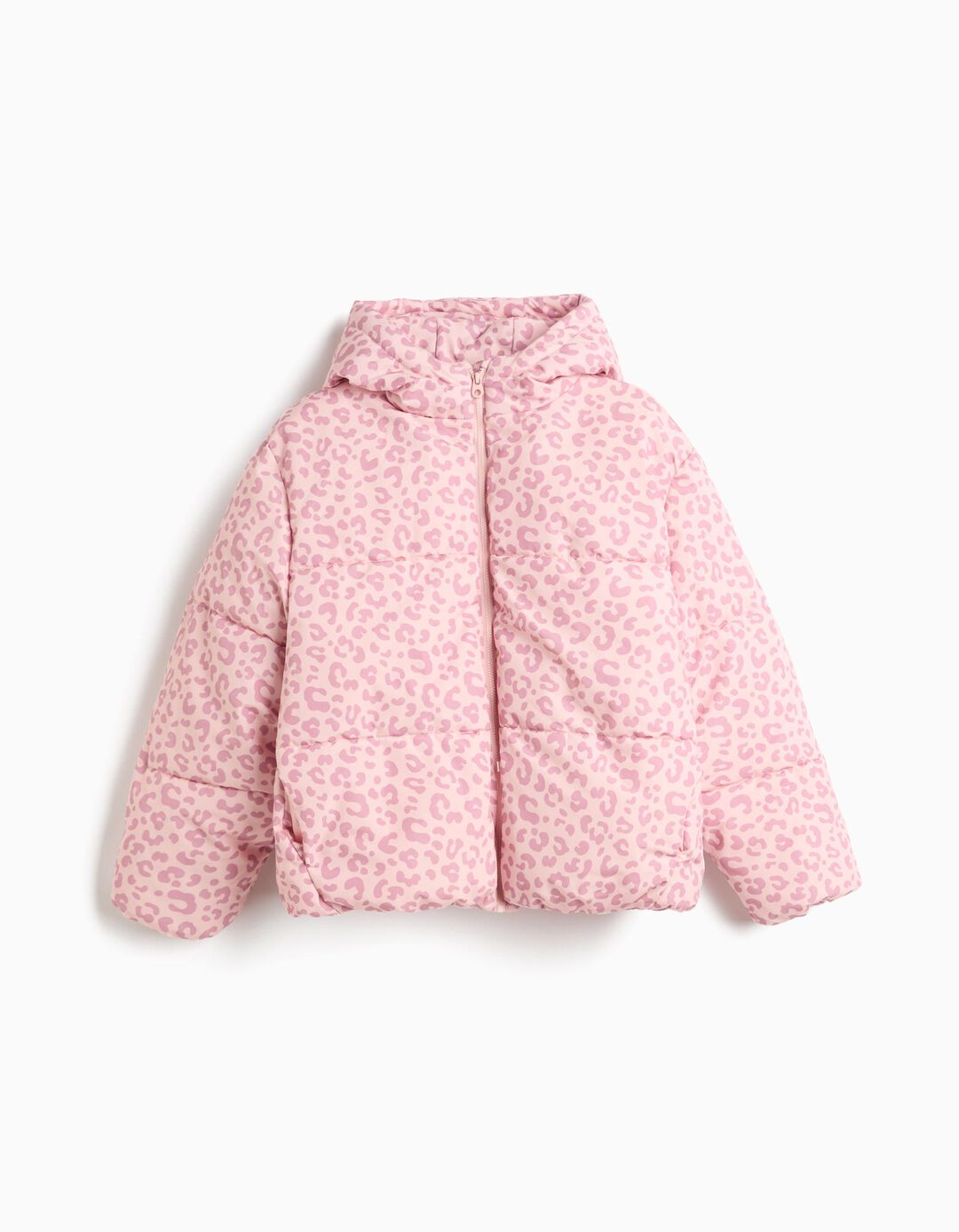 Casaco Acolchoado Animal Print, Menina, Rosa Claro