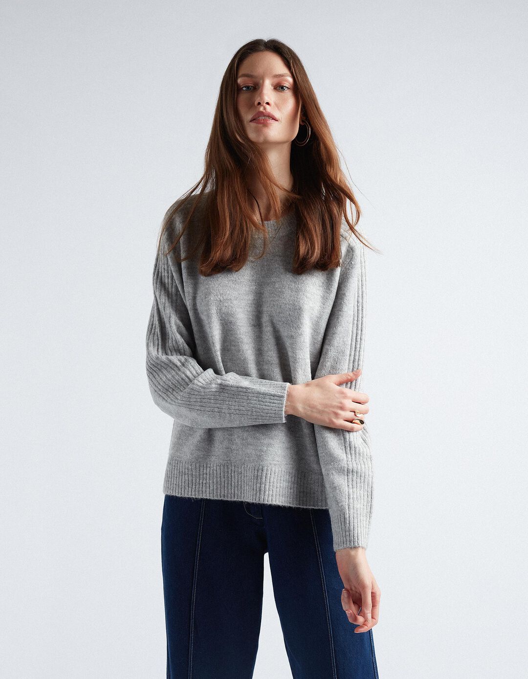 Knitted Jumper, Women, Grey