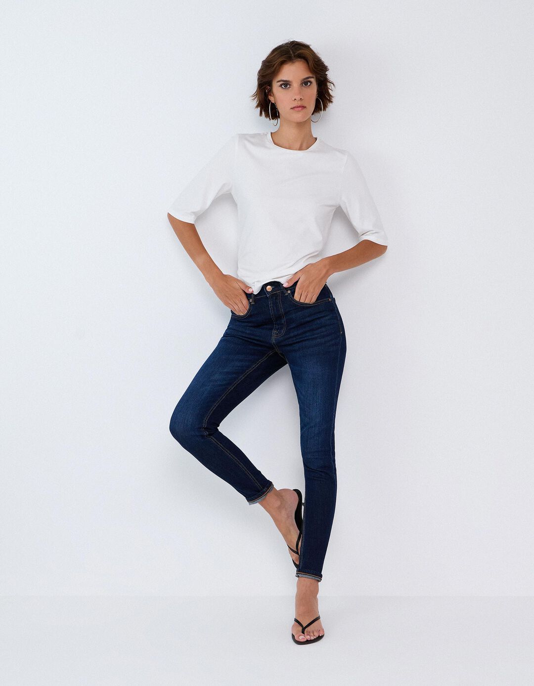 Cal&ccedil;as Skinny Fit, Mulher, Azul Escuro