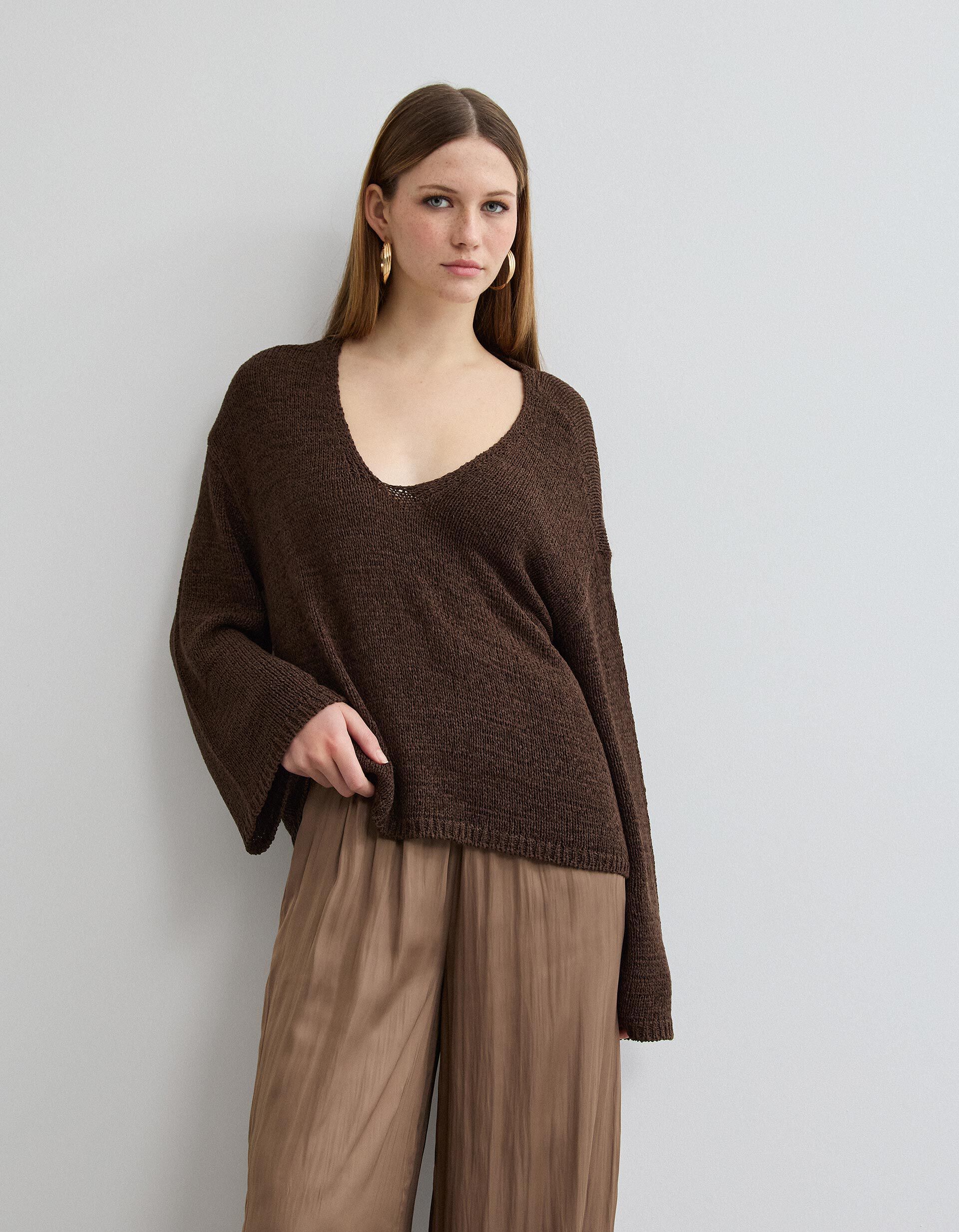 Comprar Online Camisola de Malha, Mulher, Castanho Escuro