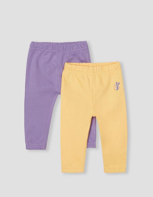 2 calças de treino, criança, amarelo claro/ lilás