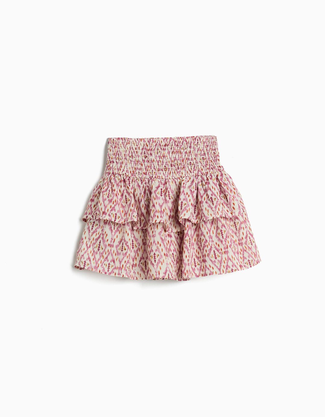 Saia com Folhos, Menina, Rosa Escuro