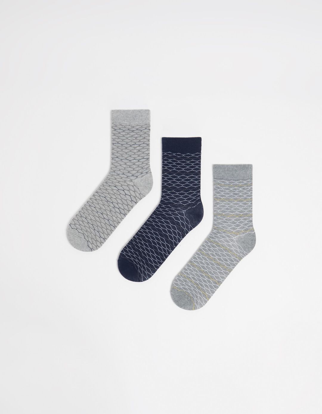 Pack 3 Pairs of Geometric Socks, Men, Multicolor