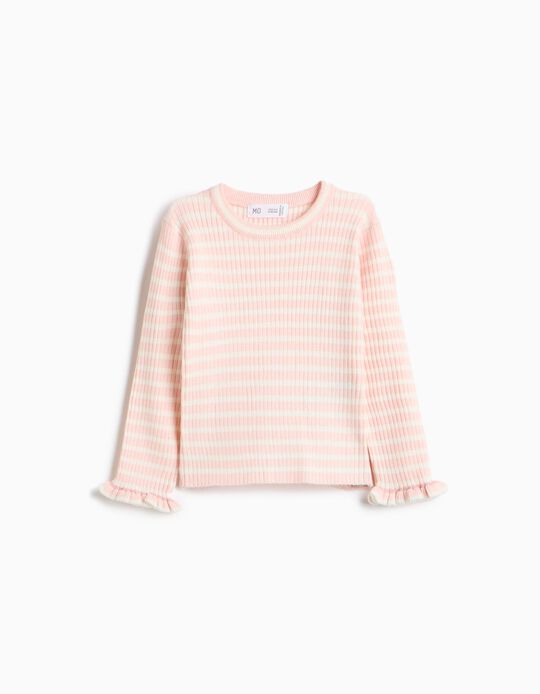 Comprar Online Camisola De Malha &Agrave;s Riscas, Menina, Rosa Claro
