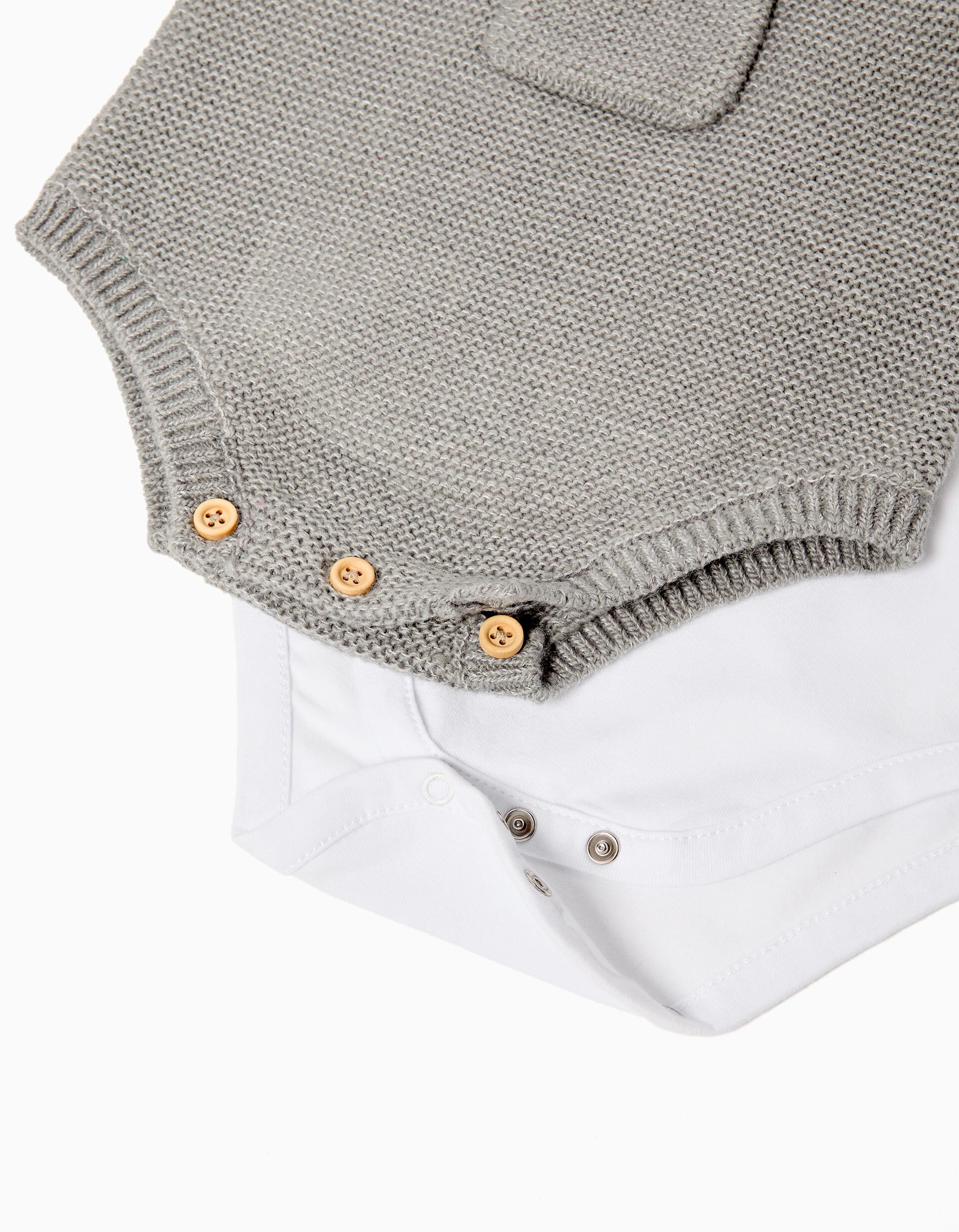 Comprar Online Conjunto Body e Macac&atilde;o, Rec&eacute;m-Nascido, Cinzento 