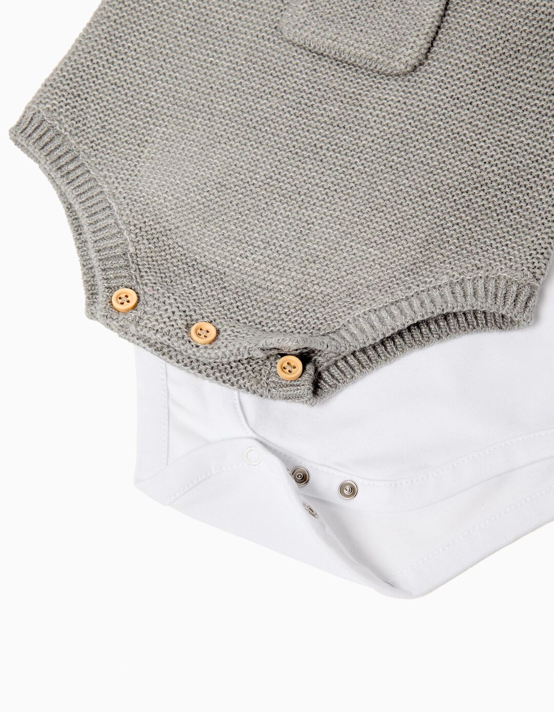 Conjunto Body e Macacão, Recém-Nascido, Cinzento 