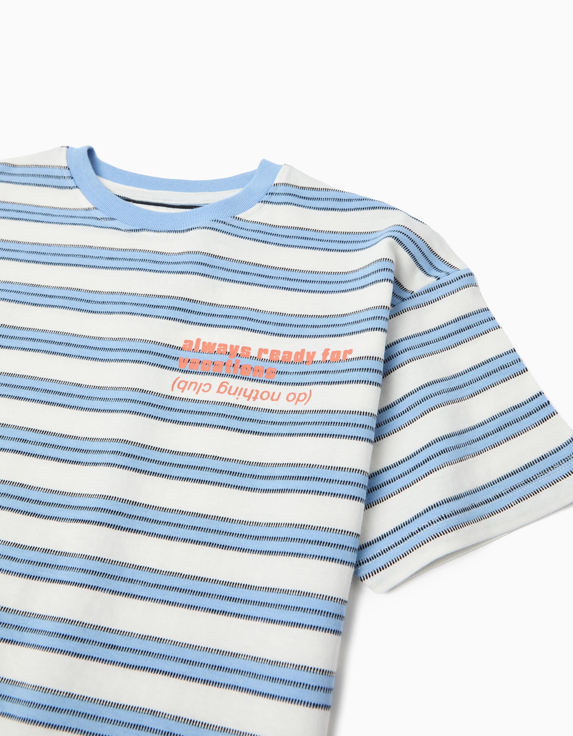 Comprar Online T-shirt &agrave;s Riscas, Menino, Azul
