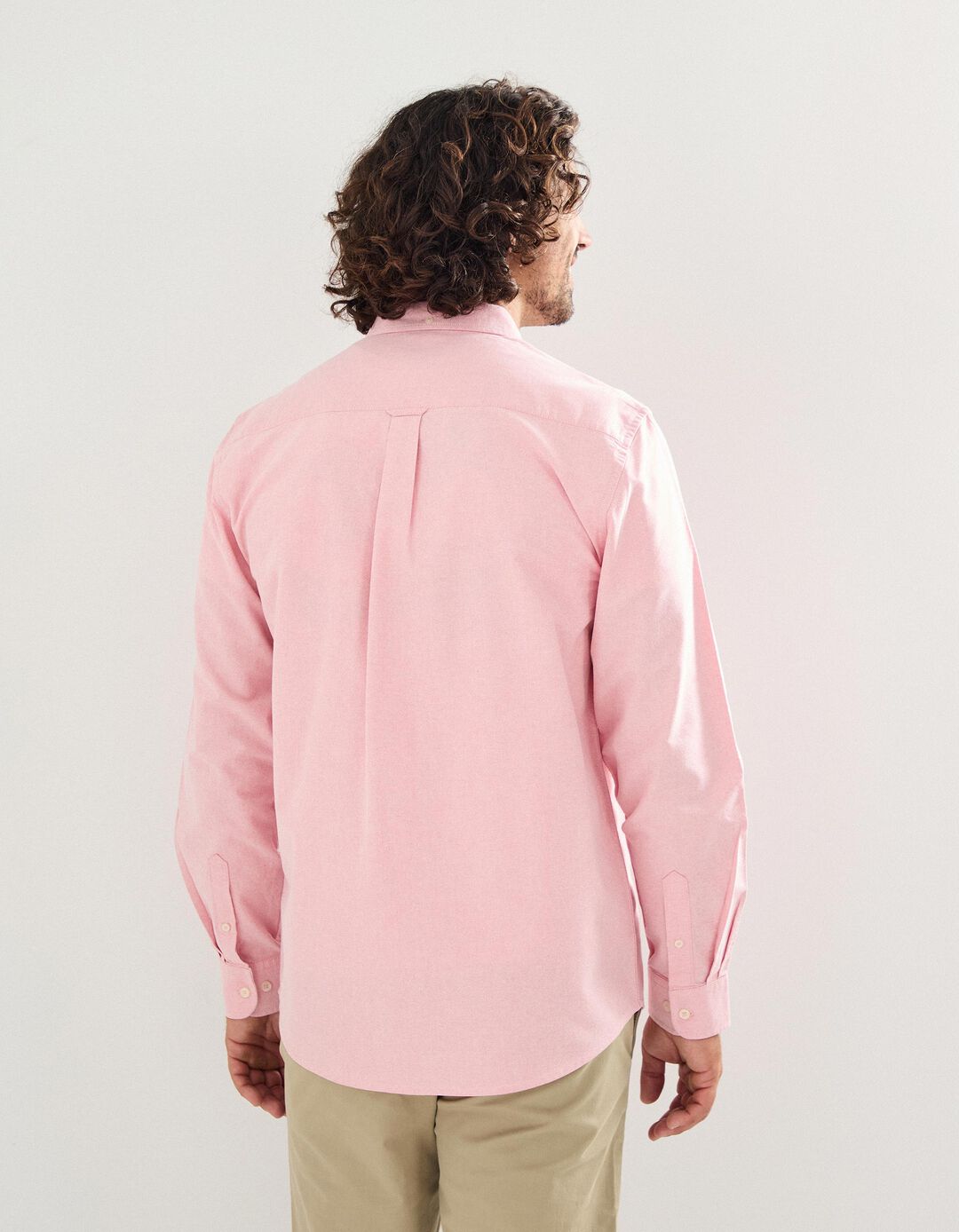Camisa de Manga Comprida Oxford, Homem, Rosa Claro