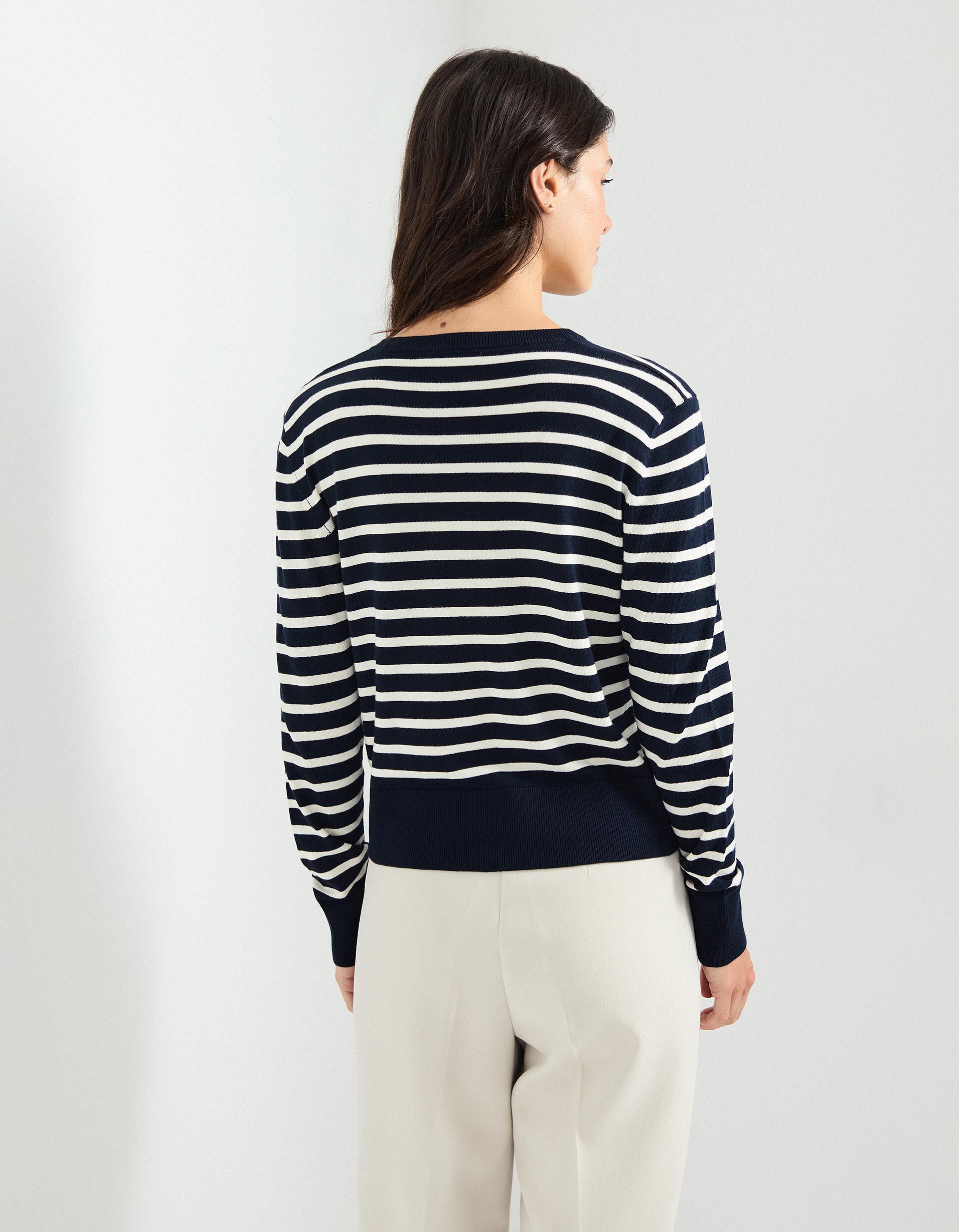 Comprar Online Casaco de Malha Riscas, Mulher, Azul Escuro